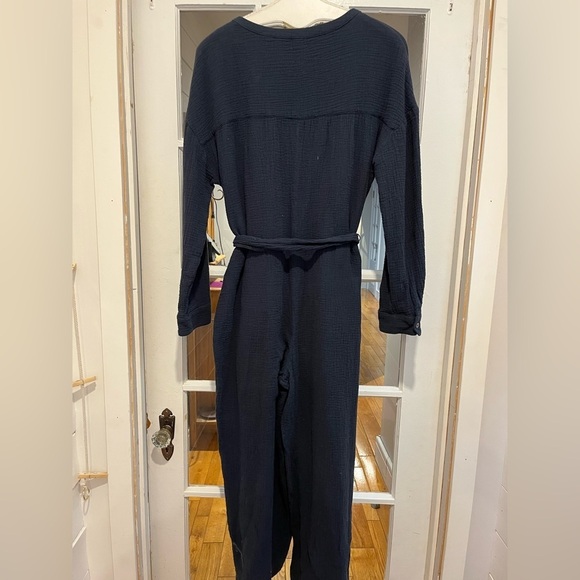 Simons Vision Navy Crinkled Cotton Jumpsuit - Size L - Picture 8 of 12